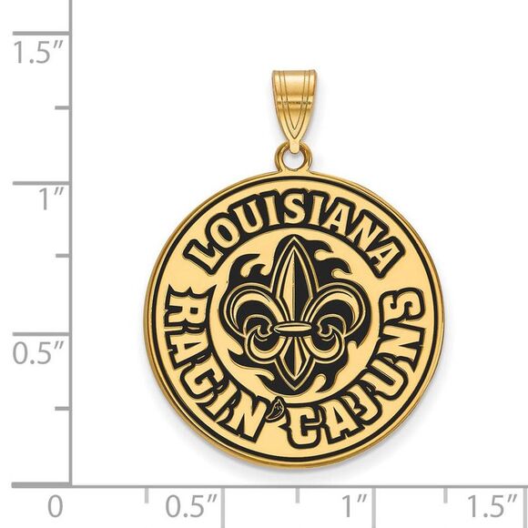 14k Gold Plate Silver U. of Louisiana at Lafayette Enamel Pendant